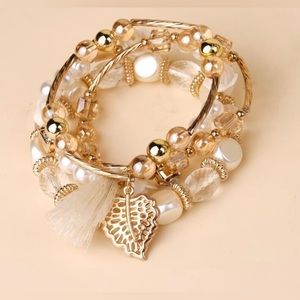 NWT Beaded and Faux Pearl Bracelets set of 4